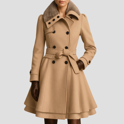 Catherine | Belted Fur-Collar Coat