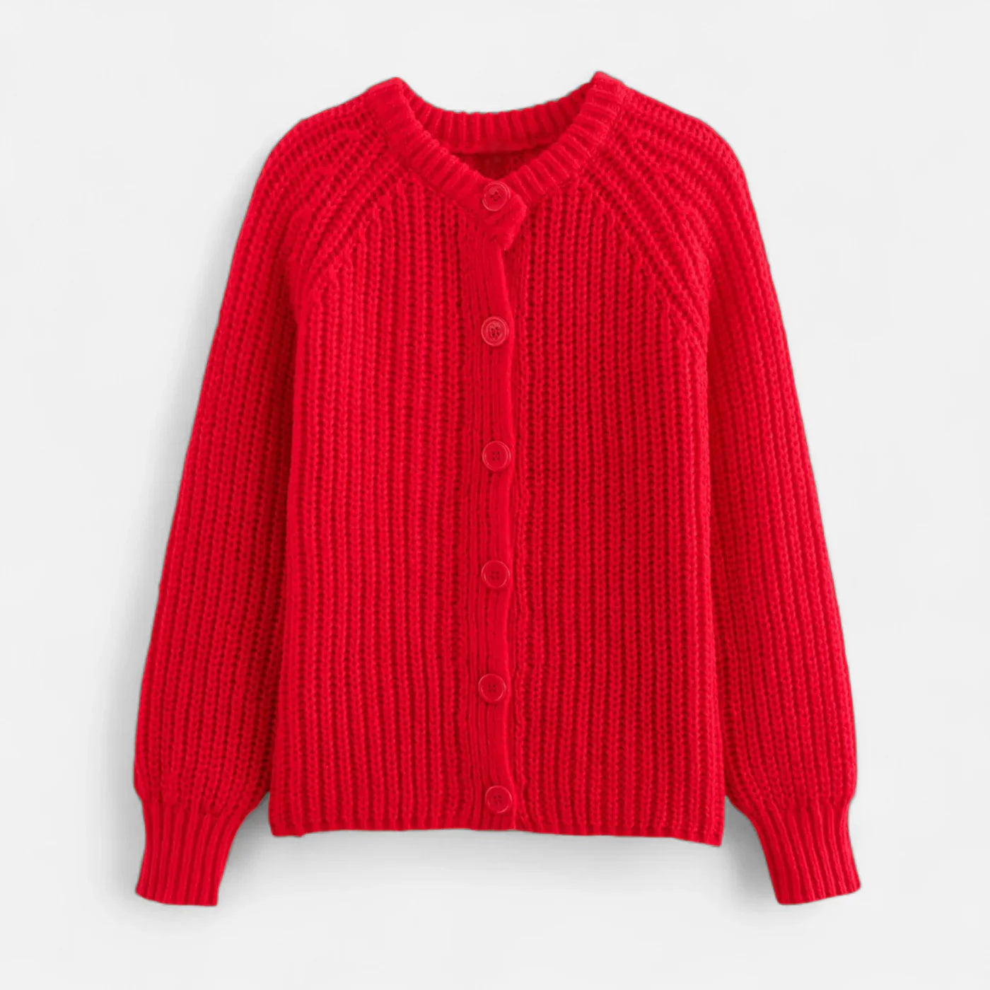 Vintage Round-Neck Knitted Cardigan for Women