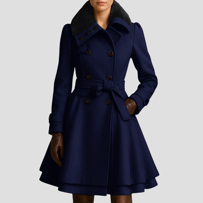 Catherine | Belted Fur-Collar Coat
