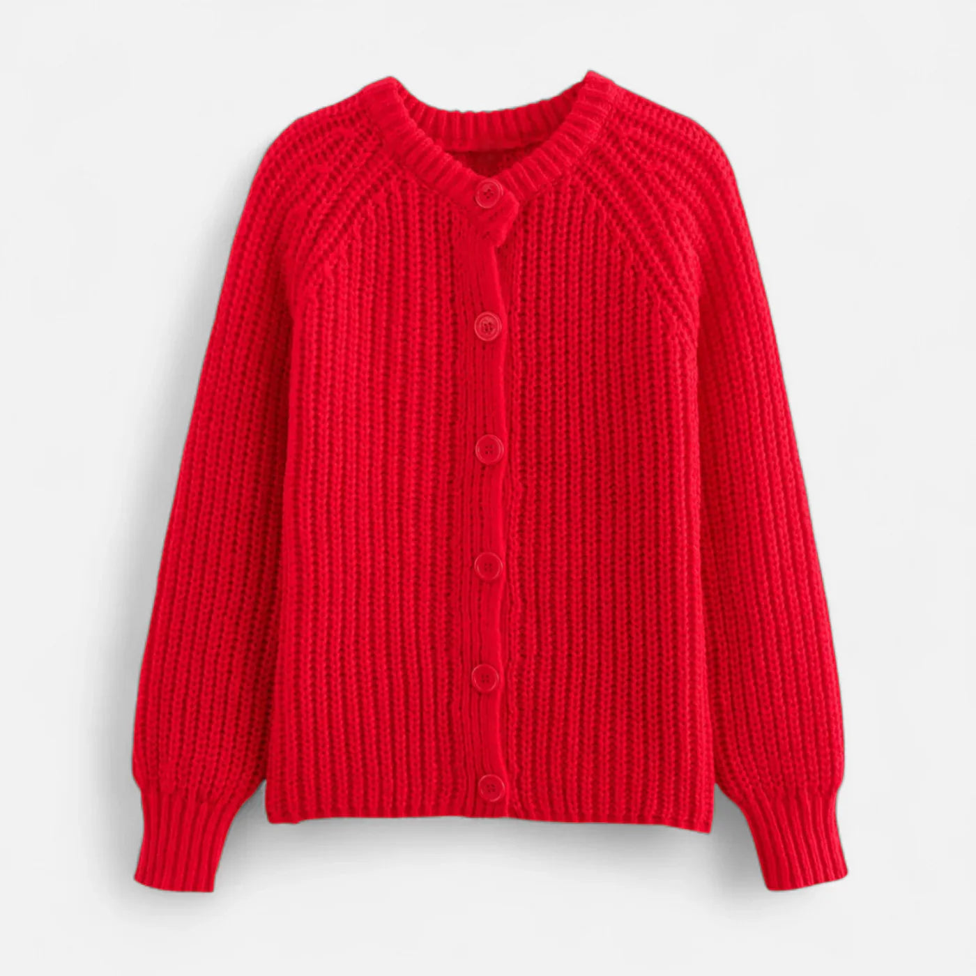 Vintage Round-Neck Knitted Cardigan for Women
