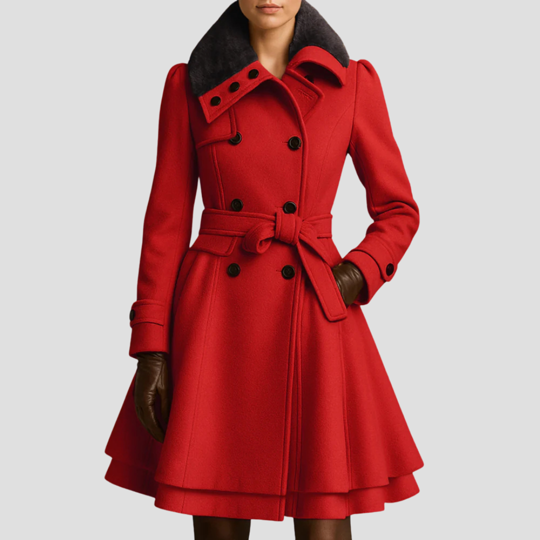 Catherine | Belted Fur-Collar Coat