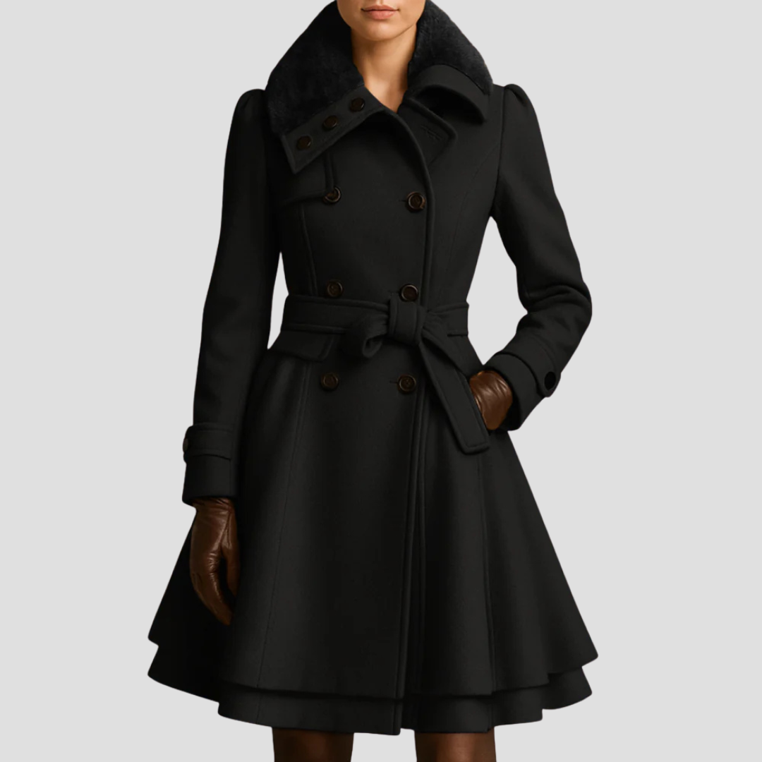 Catherine | Belted Fur-Collar Coat