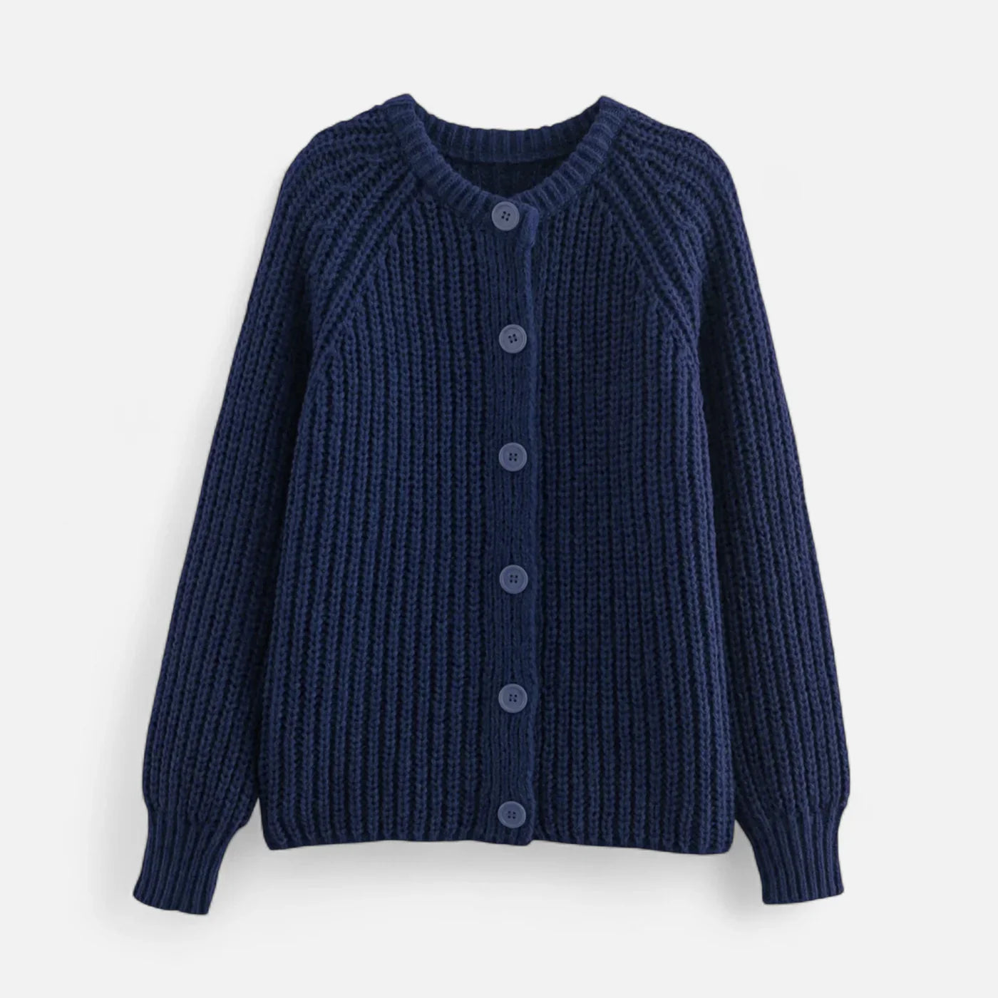 Vintage Round-Neck Knitted Cardigan for Women
