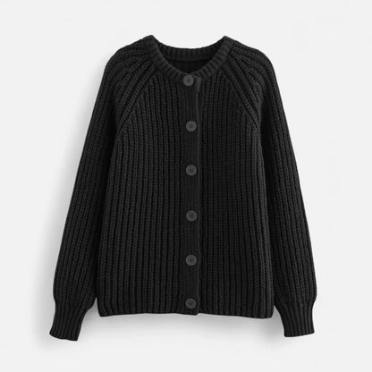 Vintage Round-Neck Knitted Cardigan for Women