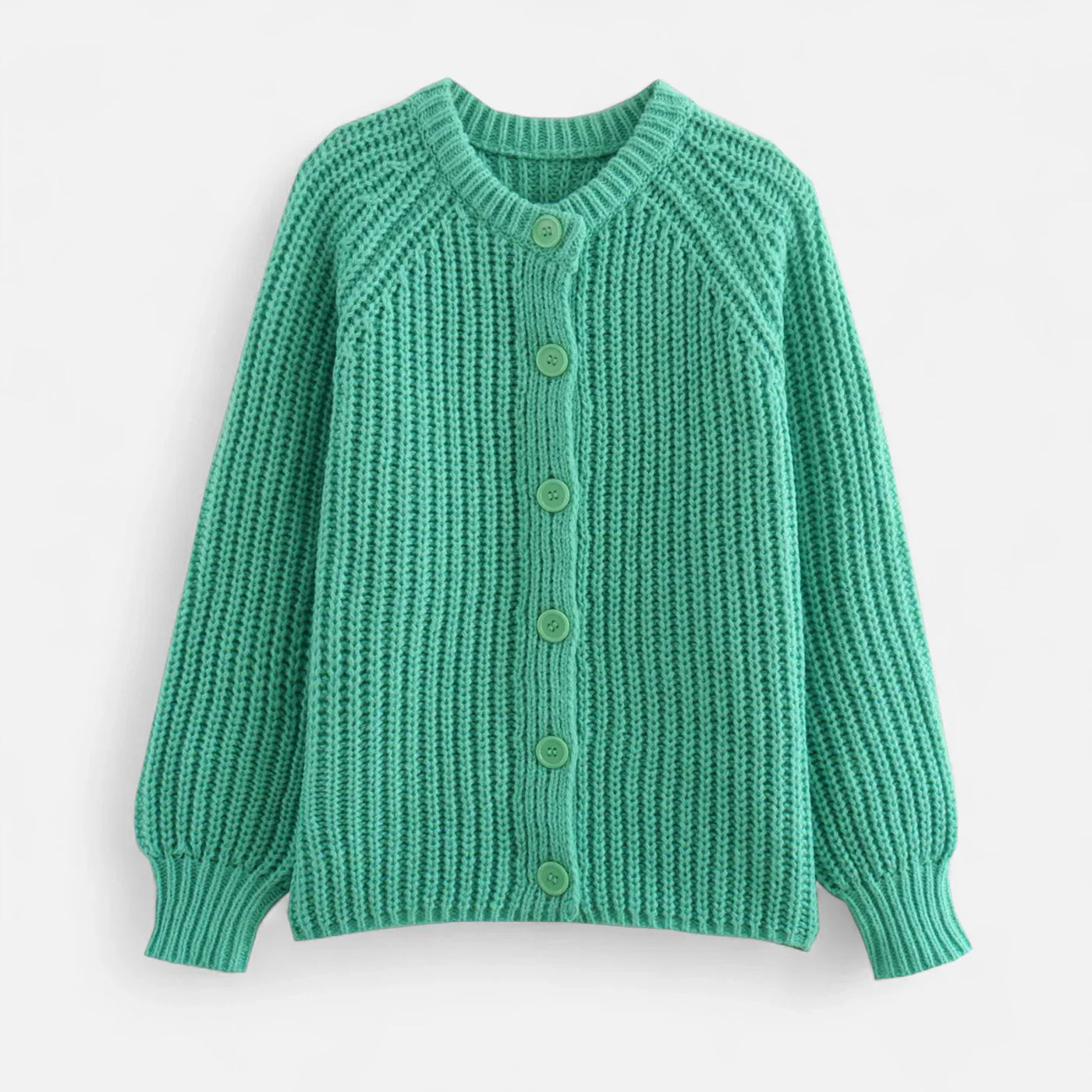 Vintage Round-Neck Knitted Cardigan for Women
