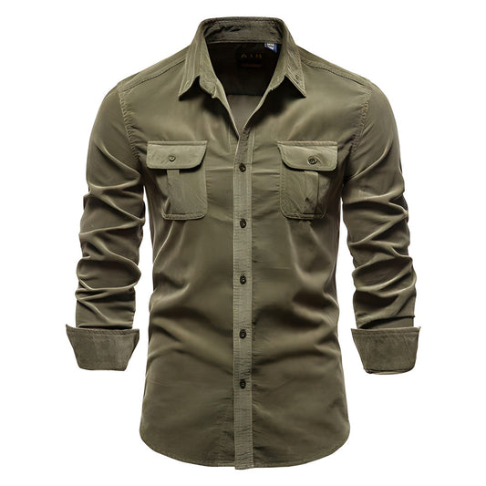 Adam | Men’s Casual Military Style Long Sleeve Shirt
